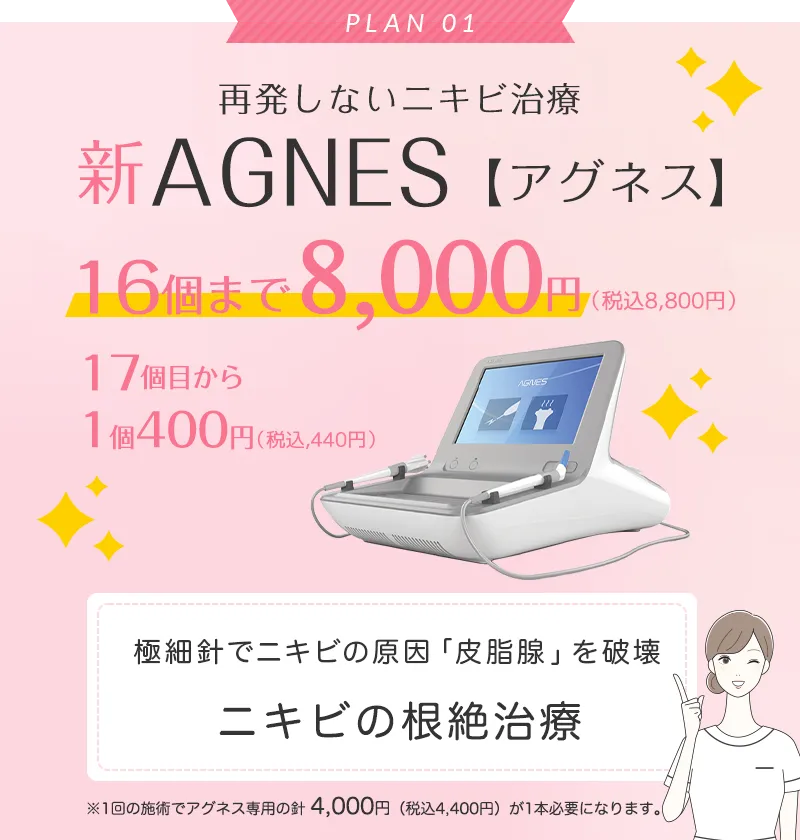 再発しないニキビ治療 新AGNES【アグネス】1個 400円〜