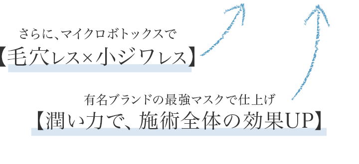 さらにマイクロボトックスで毛穴レス×小ジワレス 有名ブランドのマスクで仕上げ 潤い力で施術全体の効果UP