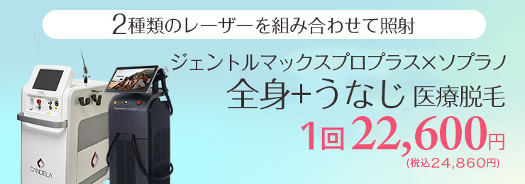 選べるジェントルマックスプロプラス全身脱毛 全身+うなじ医療脱毛 1回26,000円